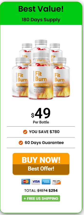Fit Burn 180-day supply bottle for natural fat burning and weight loss